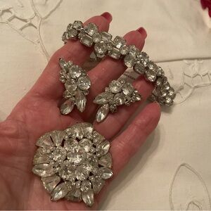 VINTAGE ISENBERG ICE CLEAR AUSTRIAN CRYSTAL 3 PIECE-JEWELRY SET